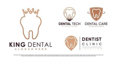 Dental icon set logo design inspiration with creative element Premium Vector