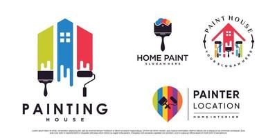 conjunto de diseño de logotipo de icono de casa de pintura de colección para negocios con vector premium de elemento creativo