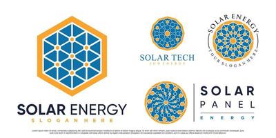 Set of solar panel energy logo design vector illustration for technology with creative concept Premium Vector