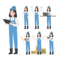 Farmer character design presenting concept vector