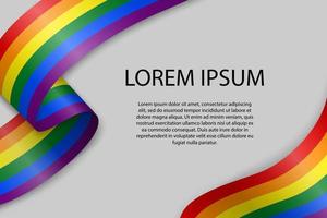 Waving ribbon or banner with flag of LGBT pride. vector