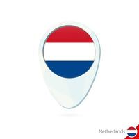 Netherlands flag location map pin icon on white background. vector