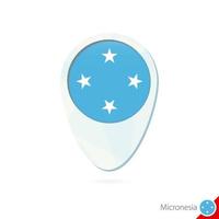 icono de pin de mapa de ubicación de bandera de micronesia sobre fondo blanco. vector