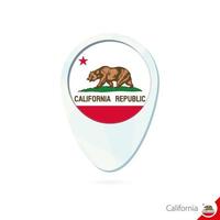 USA State California flag location map pin icon on white background. Vector Illustration.