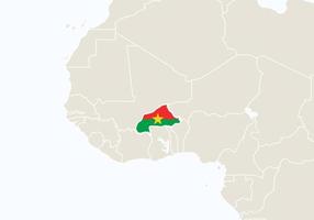 África con el mapa de Burkina Faso resaltado. vector