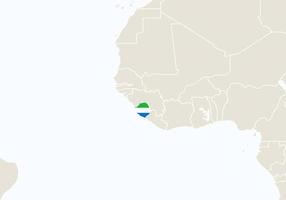 Africa with highlighted Sierra Leone map. vector