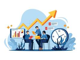 Ilustración de vector de gestión de objetivos de estrategia de marketing empresarial