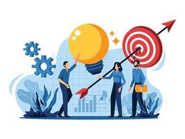 Business marketing strategy target management vector illustration