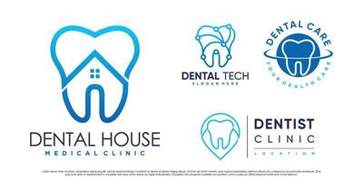 Dental icon set logo design inspiration with creative element Premium Vector