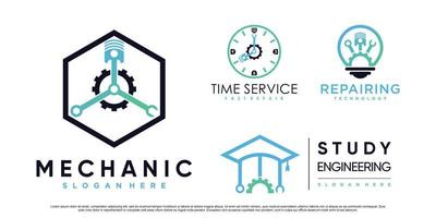 Set of collection mechanic icon logo design for business with creative element Premium Vector