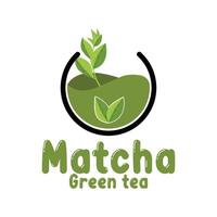 Vector Illustration of green plant matcha logo made as matcha drink or matcha dessert, green tea design