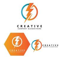 logotipo de diseño de vector de corriente eléctrica, relámpago fresco