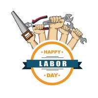 vector illustration of labor day logo, hard worker, strong man, world changer, spirit of work design suitable for company, background, flayer, sticker, screen printing