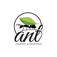 diseño de logotipo de hormiga, equipo y animales de trabajo compactos ilustración vectorial vector