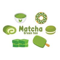 Vector Illustration of green plant matcha logo made as matcha drink or matcha dessert, green tea design