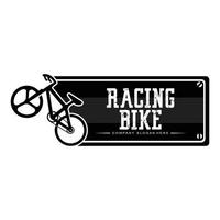 vector de icono de logotipo de bicicleta, vehículo para deportes, carreras, casual, cuesta abajo, plantilla retro