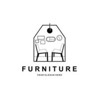 furniture logo, home furnishing design, room icon illustration, table, chair, lamp, frame, clock, flower pot vector