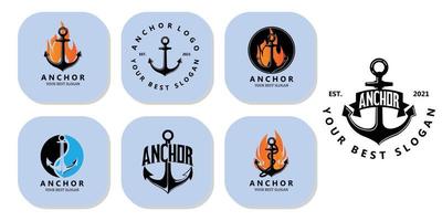 ship anchor logo icon vector, port, retro design illustration vector