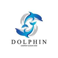 diseño de icono de vector de logotipo de delfín, animales marinos tipos de peces mamíferos, amor para volar y saltar