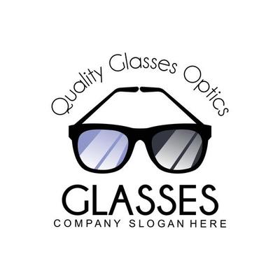 glasses logo design, vector illustration of optical tools to style and maintain eye health