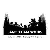 Ant Logo Design, Team and Compact Working Animals vector illustration