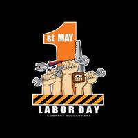 vector illustration of labor day logo, hard worker, strong man, world changer, spirit of work design suitable for company, background, flayer, sticker, screen printing