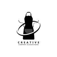 vector de logotipo de delantal de ropa protectora de chef, diseño de ilustración de etiqueta,ropa,fondo