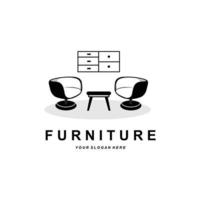 furniture logo, home furnishing design, room icon illustration, table, chair, lamp, frame, clock, flower pot vector