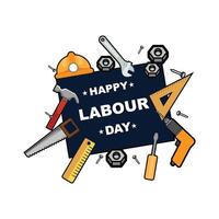 vector illustration of labor day logo, hard worker, strong man, world changer, spirit of work design suitable for company, background, flayer, sticker, screen printing