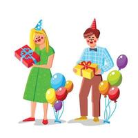 celebrando cumpleaños vector de hombre y mujer joven