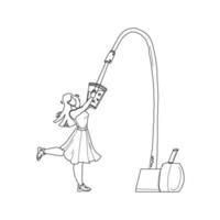 Water Filter Faucet Pouring In Glass Girl Vector
