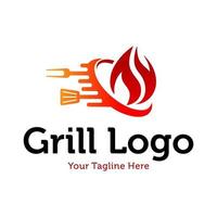 plantilla de vector de diseño de logotipo de parrilla caliente