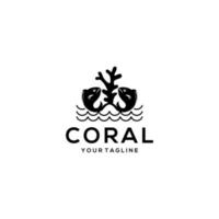 plantilla de vector de diseño de icono de logotipo de coral