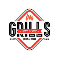 Hot grill logo template vector illustration