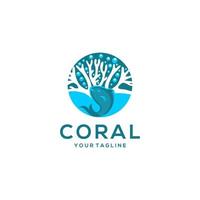 plantilla de vector de diseño de icono de logotipo de coral