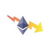 ilustración de diseño de disminución de gráfico de ethereum vector