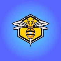 Ilustración de vector de diseño de logotipo de mascota de esport de abeja enojada