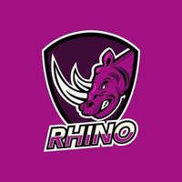mascota de rinoceronte. ilustración vectorial, plantilla de logotipo deportivo. vector