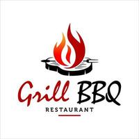 Hot Grill Logo Design Vector Template