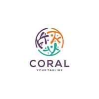 plantilla de vector de diseño de icono de logotipo de coral