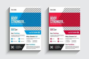 Creative fitness gym flyer design,Sport flyer with photo template pro vector