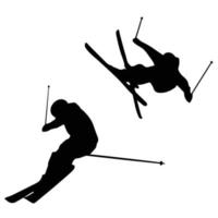 Skiing art silhouette vector