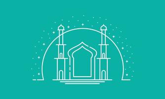 mosque thin line background template copy space vector