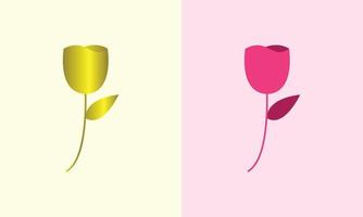 rose flower icon set with gold and pink colour for logo concept vector