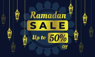 Ramadan sale up to 50 percent off template with hanging lantern