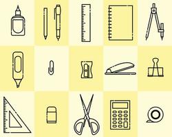 Stationery thin line icon set vector