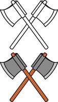 Crossed axe icon with outline and coloured option vector