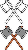 Crossed axe icon with outline and coloured option vector