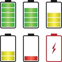 6 Battery energy level icon set vector