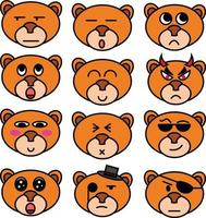 Cute bear character expression set bundle for kids raphic illustration vector